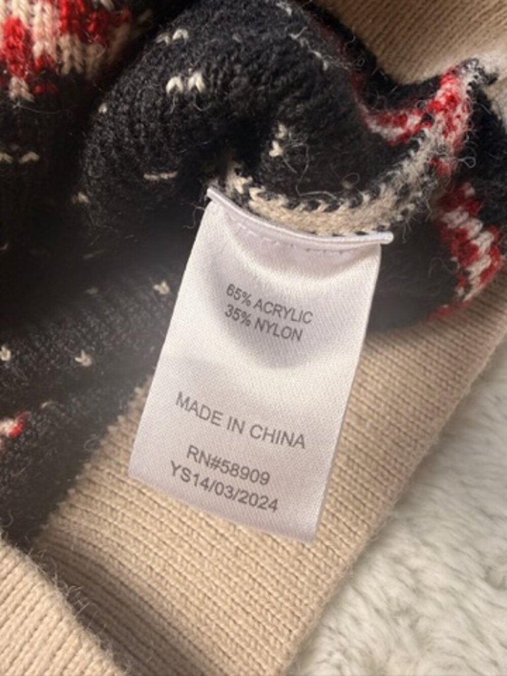 Class Club Boys Fair Isle Reindeer Christmas Sweater Size 8 Beige Knit - Picture 4 of 6